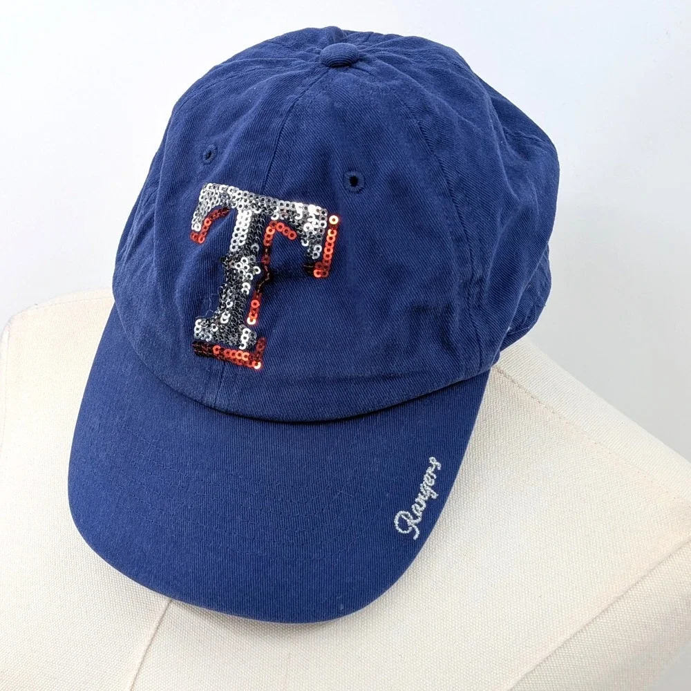 Texas Rangers‎ '47 Brand Sequin Logo Women's Adjustable Hat – Blue